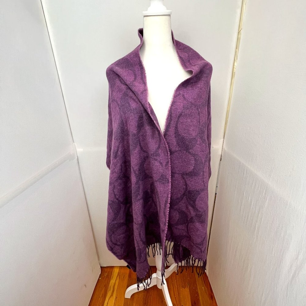 Coach Wool Silk Angora Cashmere Blend Logo Scarf